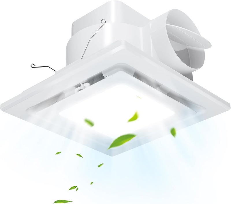 FEITON Bathroom Exhaust Fan with Light, Ceiling Mount, 110 CFM 1.0 Sones 4 Inch Duct, Quiet Square Bath Fan Light Combo, Shower Exhaust Fan with Light - Image 1